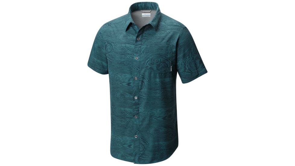 Columbia Pilsner Peak Print Mens Short Sleeve Shirt - Mens, Poseidon, Woodgrain, L 1654252343L