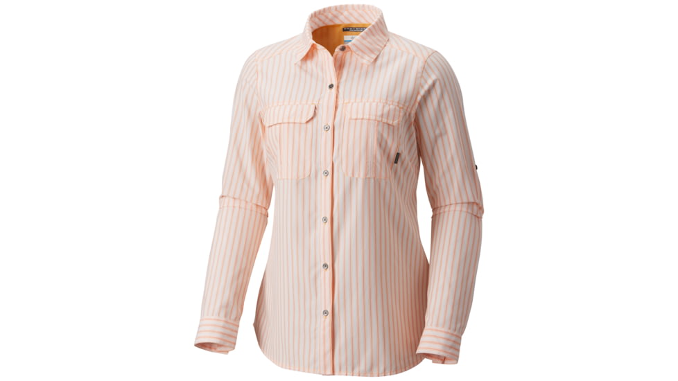 Columbia Pilsner Peak Stripe Long Sleeve Shirt - Womens, Summer Orange Pilsner Stripe, L, 1654481841L