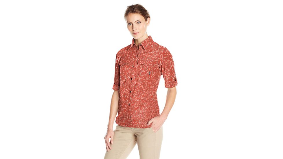 Columbia Pilsner Peak Stripe Long Sleeve Shirt - Womens, Tuscan Tree Bark Convo Prt, L, 1654481851L