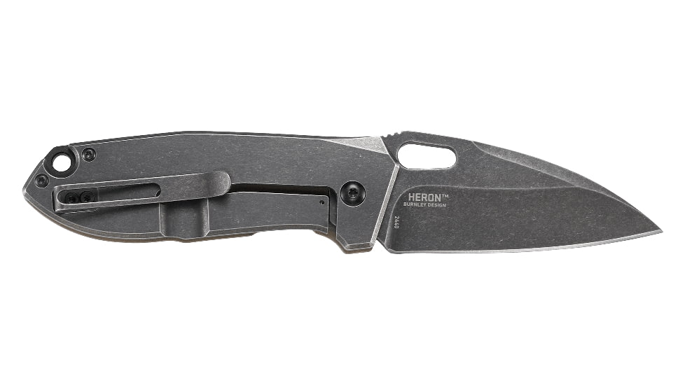 Columbia River 2440 Heron 2.93 Folding Plain Black Stonewash 8Cr14MoV Blade 2C