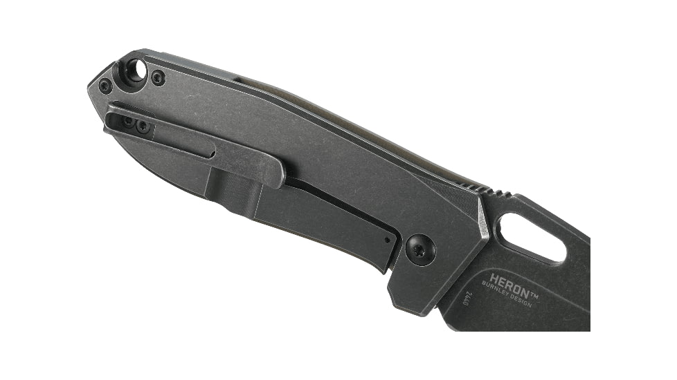 Columbia River 2440 Heron 2.93 Folding Plain Black Stonewash 8Cr14MoV Blade 2C