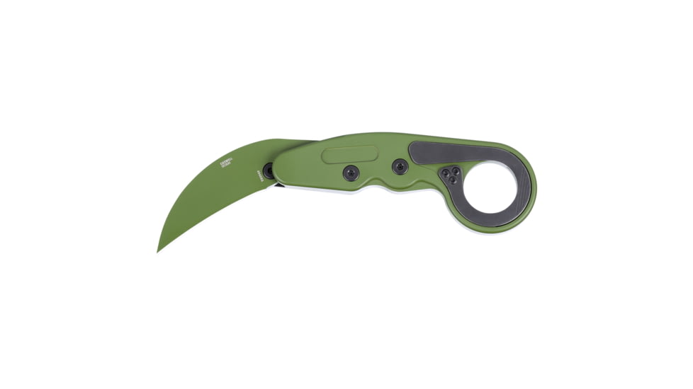 Columbia River Knife &amp; Tool Provoke, Folding Knife, 2.41&quot; Hawkbill Blade, D2 Blade Steel, 7.25&quot; Overall Length, Cerakote Finish, Green, Black Aluminum Handle, Liner Lock, 4040BG