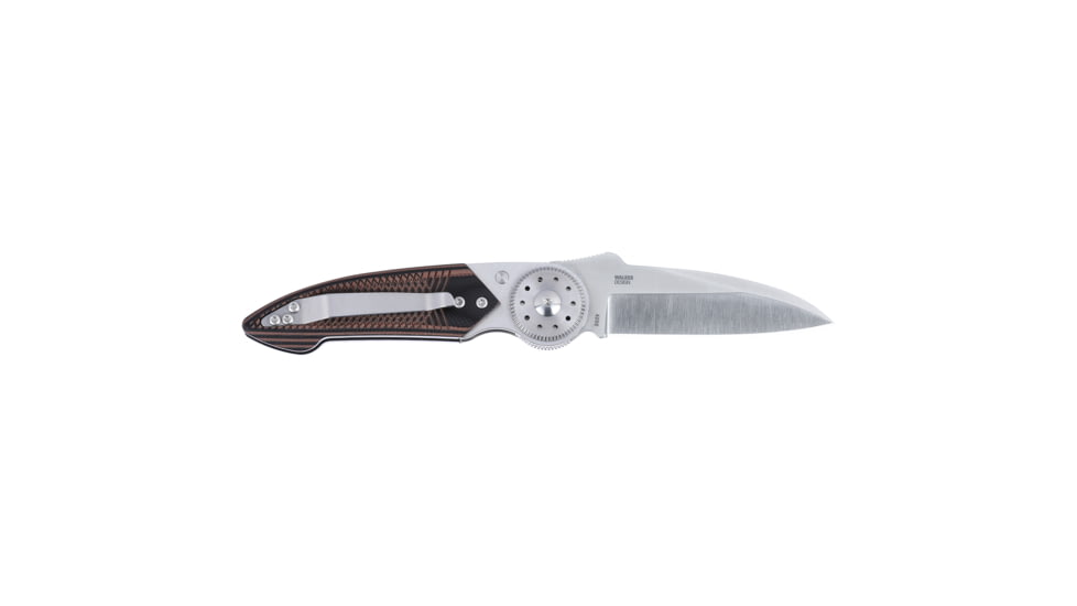 Columbia River Knife &amp; Tool Walker, Folding Knife, 2.93" Sheepsfoot Blade, 14C28N Blade Steel, 5.94" Overall Length, Satin Finish, Silver, Brown Handle, Blade Lock, 4200