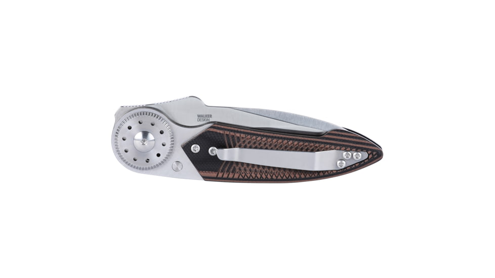 Columbia River Knife &amp; Tool Walker, Folding Knife, 2.93" Sheepsfoot Blade, 14C28N Blade Steel, 5.94" Overall Length, Satin Finish, Silver, Brown Handle, Blade Lock, 4200