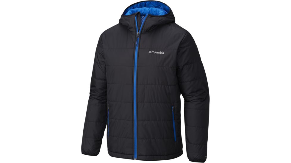 Columbia Saddle Chutes Hooded Jacket - Men's-Black/Super Blue-Large