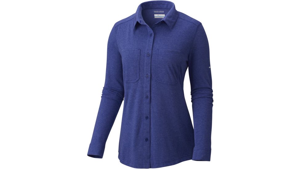 Columbia Saturday Trail Knit Long Sleeve Shirt - Women's-Dynasty Heather-Small