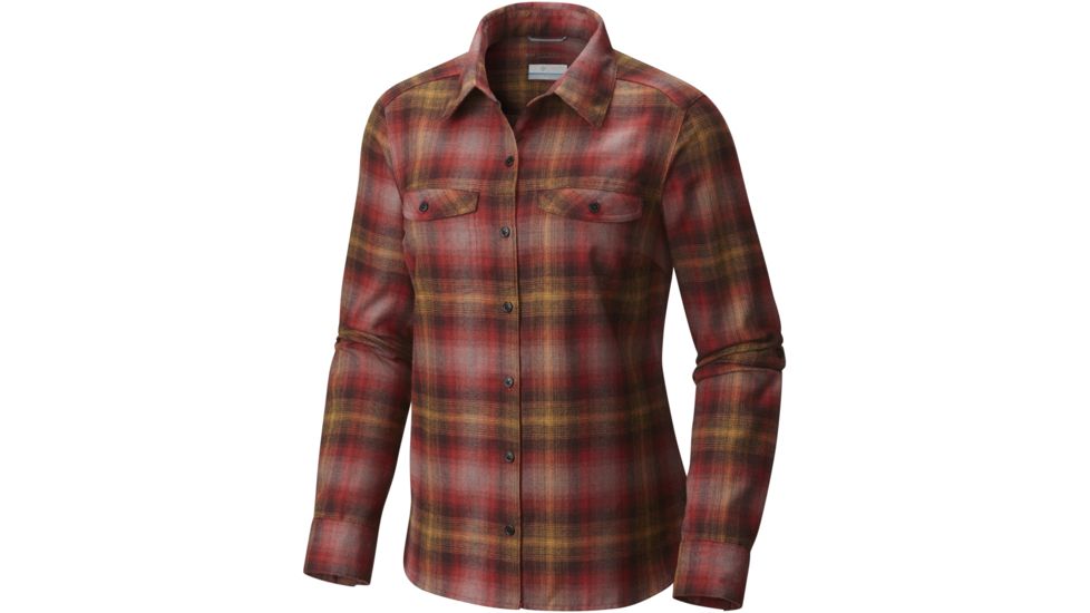 Columbia Silver Ridge Long Sleeve Flannel Top - Women's-Sail Red Ombre Plaid-X-Small