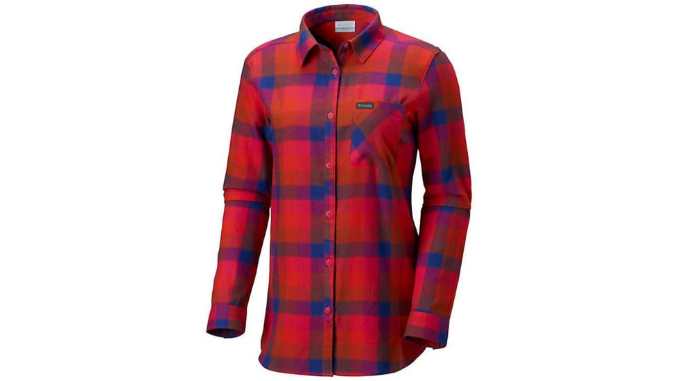 Columbia Simply Put II Flannel Shirt, Cactus Pink Check, Extra Small - Womens, 1803401612-XS