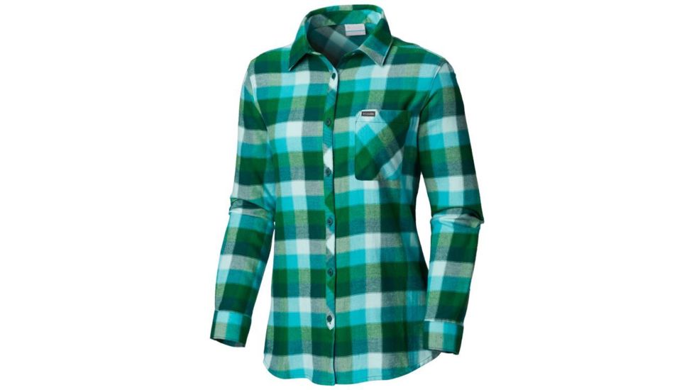 Columbia Simply Put II Flannel Shirt, Dark Ivy Check, Extra Small - Womens, 1803401398-XS
