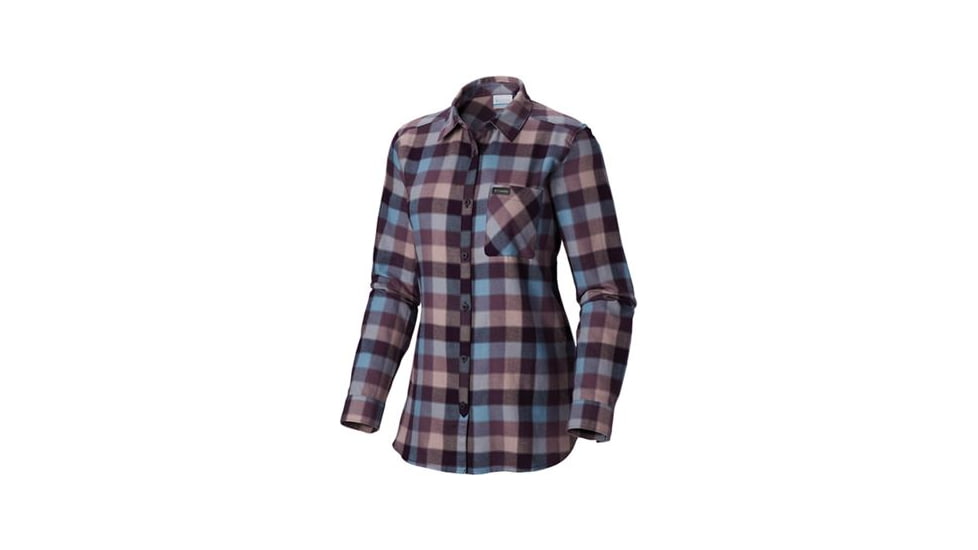 Columbia Simply Put II Flannel Shirt, Dark Plum Check, 1X - Womens, 1803402506-1X