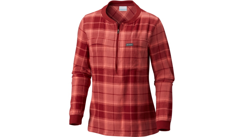 Columbia Simply Put Pullover Shirt, Garnet Red Plaid, XL - Womens, 1804411631-XL
