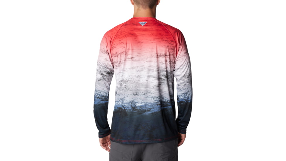 Columbia Super Terminal Tackle Long Sleeve Shirt - Mens, Red Spark Deepsea Fade, M, 1709431-695-M