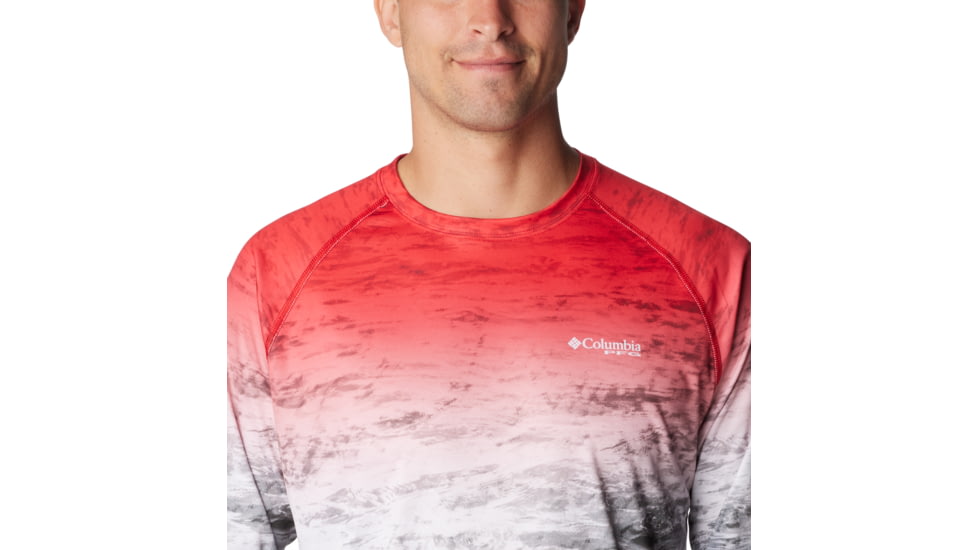 Columbia Super Terminal Tackle Long Sleeve Shirt - Mens, Red Spark Deepsea Fade, M, 1709431-695-M