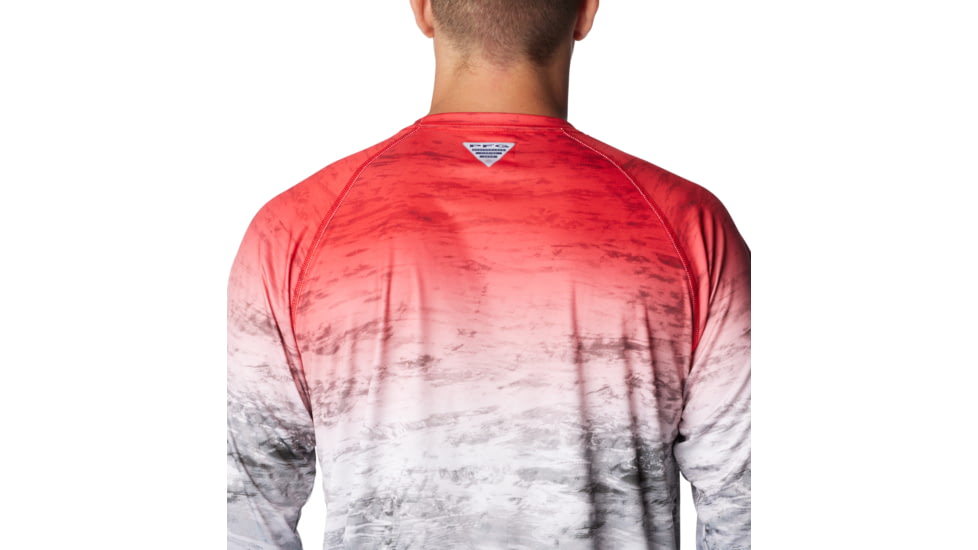Columbia Super Terminal Tackle Long Sleeve Shirt - Mens, Red Spark Deepsea Fade, M, 1709431-695-M