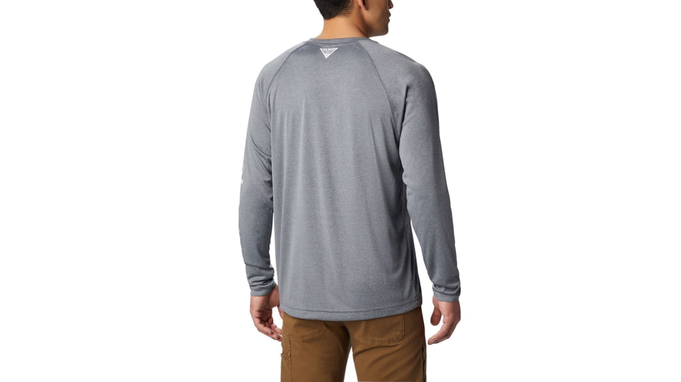 Columbia Terminal Tackle Heather Long Sleeve Shirt - Mens, Charcoal Hthr, Cool Grey Logo, Small, 170942-030-S