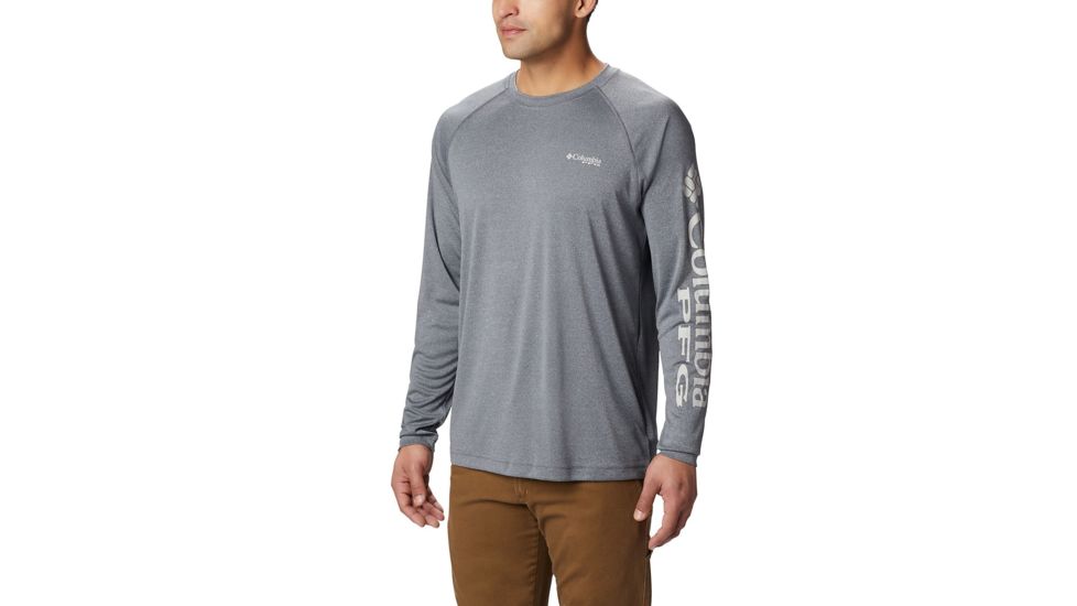 Columbia Terminal Tackle Heather Long Sleeve Shirt - Mens, Charcoal Hthr, Cool Grey Logo, Small, 170942-030-S