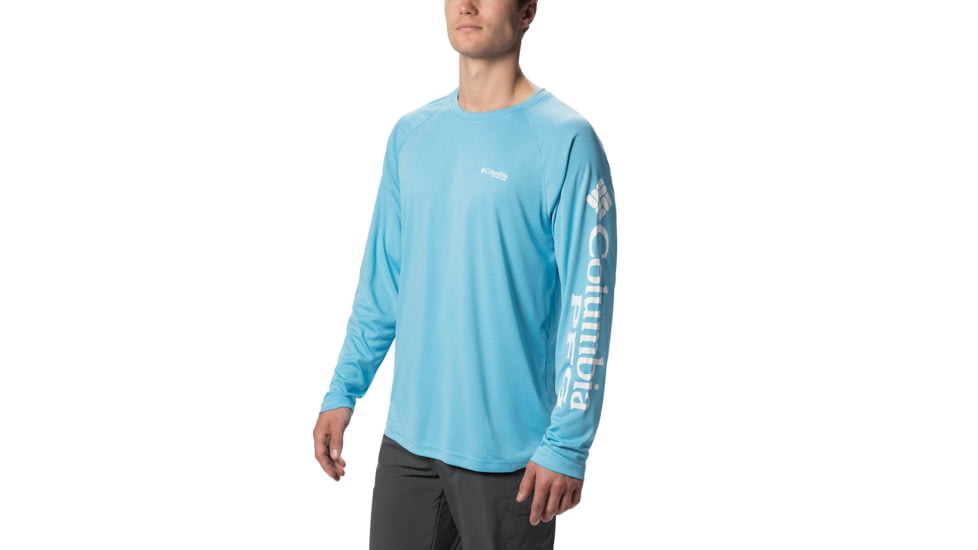 Columbia Terminal Tackle Heather Long Sleeve Shirt - Mens, Riptide Hthr, White Logo, Small, 170942-463-S