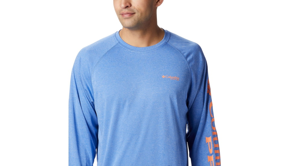 Columbia Terminal Tackle Heather Long Sleeve Shirt - Mens, Vivid Blue Hthr, Jupiter Logo, 2XL, 170942-487-XXL
