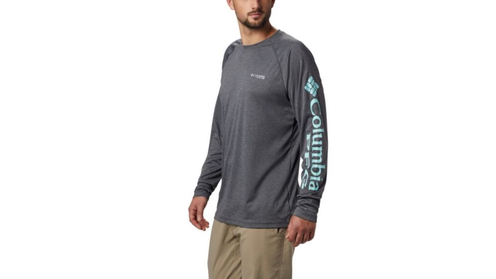 Columbia Terminal Tackle Heather LS Shirt - Mens, Black Heather, Gulf Stream Logo, Large, 1709421010-L
