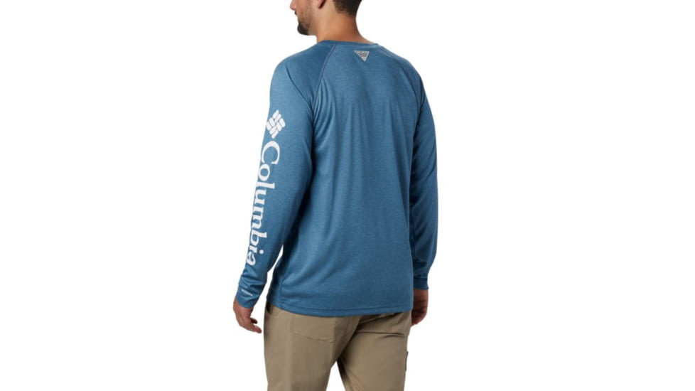 Columbia Terminal Tackle Heather LS Shirt - Mens, Dark Turquoise Heather, White Logo, Small, 1709421435-S