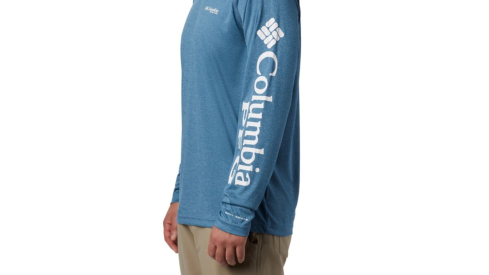 Columbia Terminal Tackle Heather LS Shirt - Mens, Dark Turquoise Heather, White Logo, Small, 1709421435-S