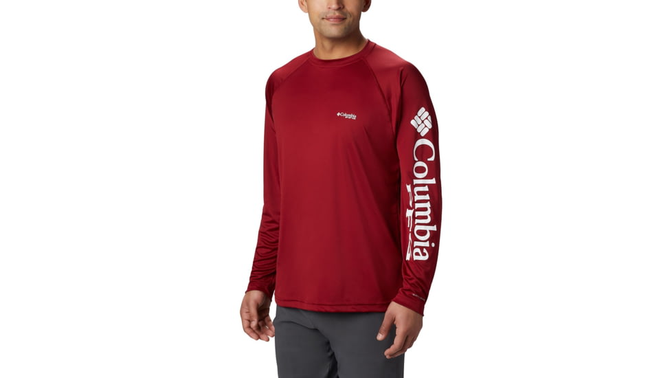Columbia Terminal Tackle Long Sleeve Shirt - Mens, Beet, White Logo, 2XL, Long Inseam, 138826-607-2XT