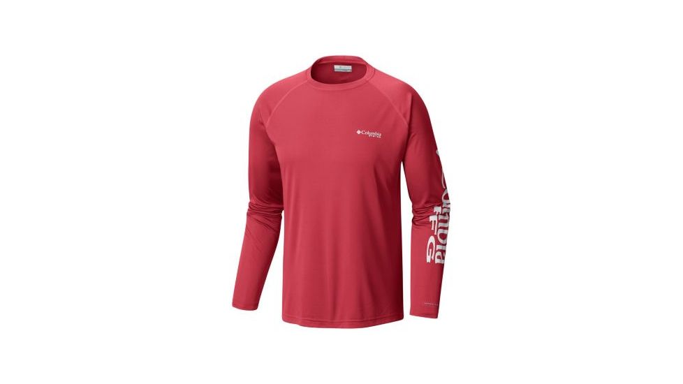 Columbia Terminal Tackle Long Sleeve Shirt - Men's, Sunset Red, White Logo, 2XL Waist, Long Inseam, 138826-683-2XT