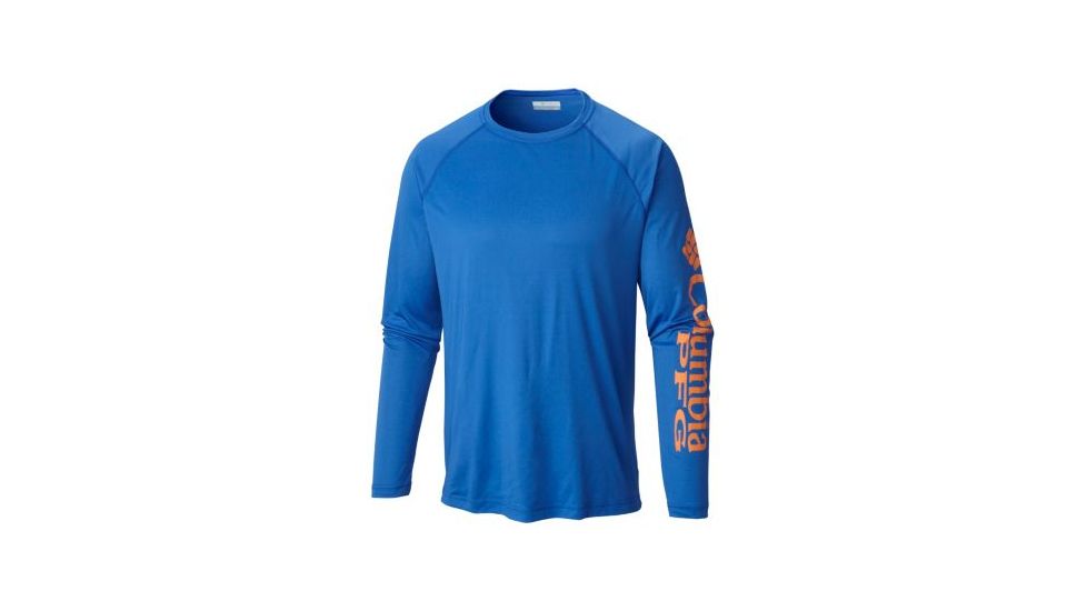 Columbia Terminal Tackle Long Sleeve Shirt - Men's, Vivid Blue, Jupiter Logo, 2XL Waist, Long Inseam, 138826-491-2XT