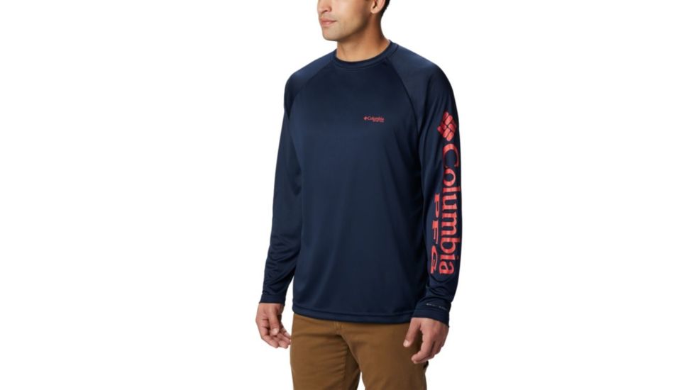 Columbia Terminal Tackle Long Sleeve Shirt - Men's, Collegiate Navy, Sunset Red Lo, 2XL Waist, Long Inseam, 138826-467-2XT
