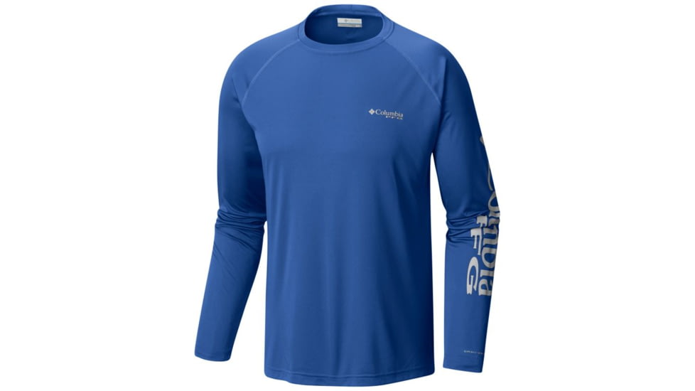 Columbia Terminal Tackle Long Sleeve Shirt - Men's, Vivid Blue, Cool Grey Logo, 2XL Waist, Long Inseam, 138826-488-2XT