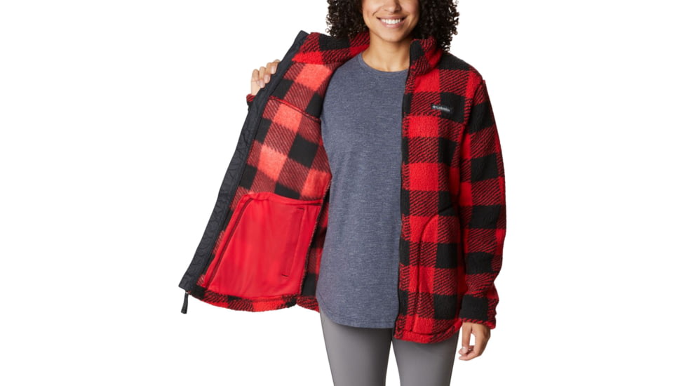 Columbia West Bend Full Zip Fleece Jacket - Womens, Red Lily Check Print, Large, 1939901658RdLyChckPrtL