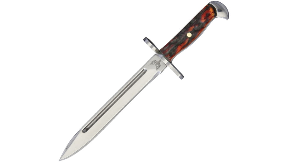 Combat Ready Mini M1 Combat Knife, 4.5in Overall, 2.75in Mirror SS Blade, Brown Stag Bone Handle, SS Guard, Full Tang, KE42-CBR349