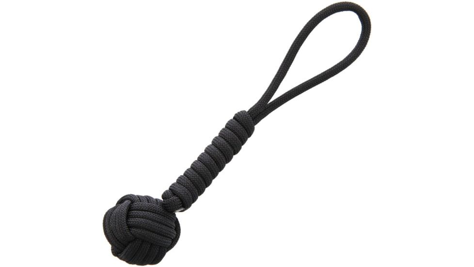 Combat Ready Monkey Fist, Monkey Fist, 5.5in Overall, Black, One End Has A Small Steel Ball Which Is Covered With Cord And The Other End Has A Loop, Paracord Construction, HangPackaged, Black, CBR356