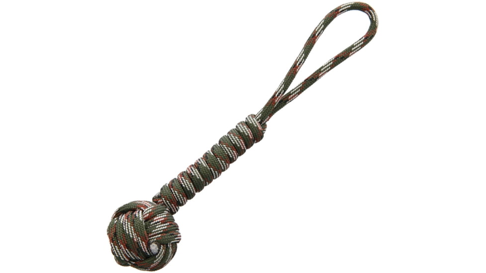 Combat Ready Monkey Fist Woodland Camo, Monkey Fist, 5.5in Overall, w/Cord And The Other End Has A Loop, Paracord HangPackaged, CBR358 #B2