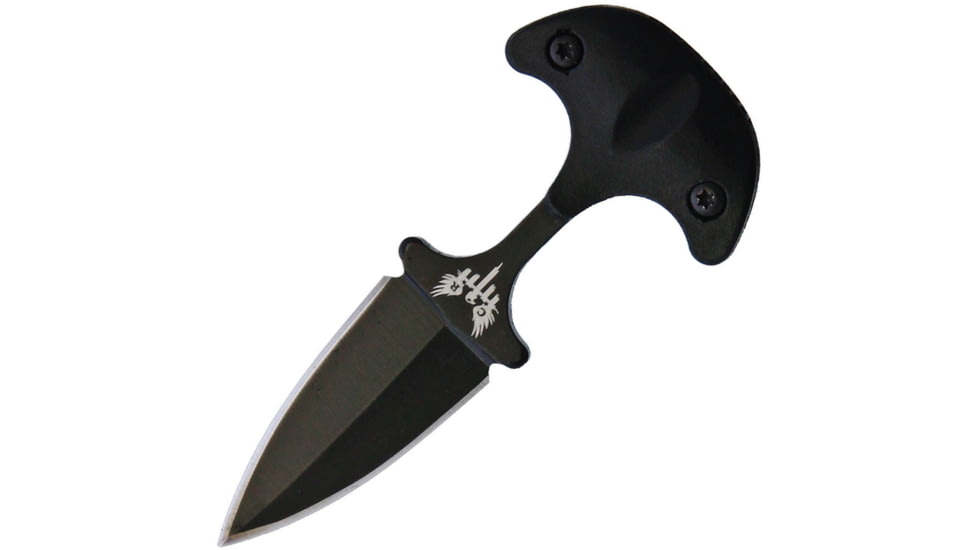 Combat Ready Neck Knife, 1.5 black finish double edge stainless dagger bla, Black aluminum handle, PK2790-2 / CRB112