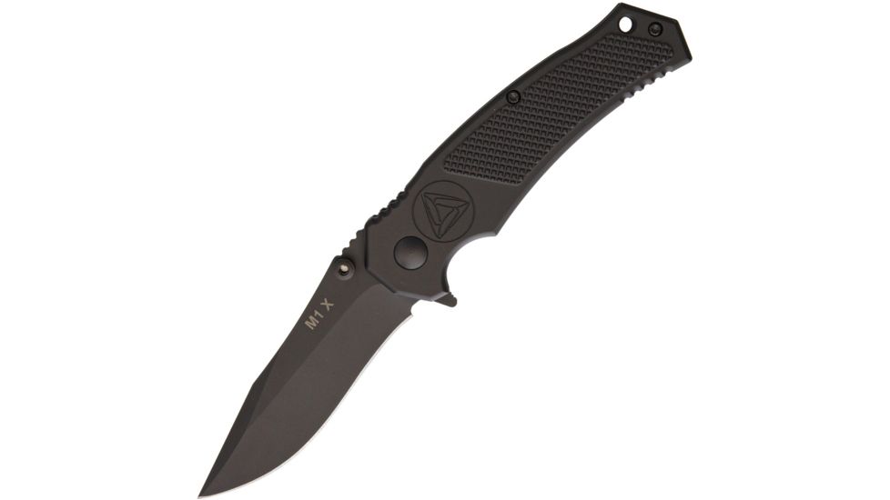 Combative Edge M1X Linerlock A/O Blackout Folding Knife,3.25in,Standard Edge,Drop Point,Black Aluminum Handle CBE00646