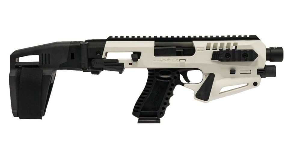 CAA Micro Roni Stabilizer Pistol Carbine Conversion for Glock - Non NFA, Glock 19/23/32, White, MIC-RONI-STAB19PL