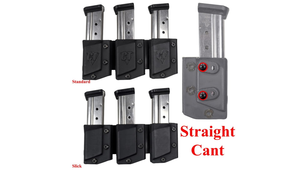 Comp-Tac Tri-Mag Pouch, Slick, Size 1 - 1911 Single Stack, Kahr, Springfield XD-S, Sig P220, Left Side Carry/Right Hand Shooter, Black, Mag Size 1, C62501SL0LBKN