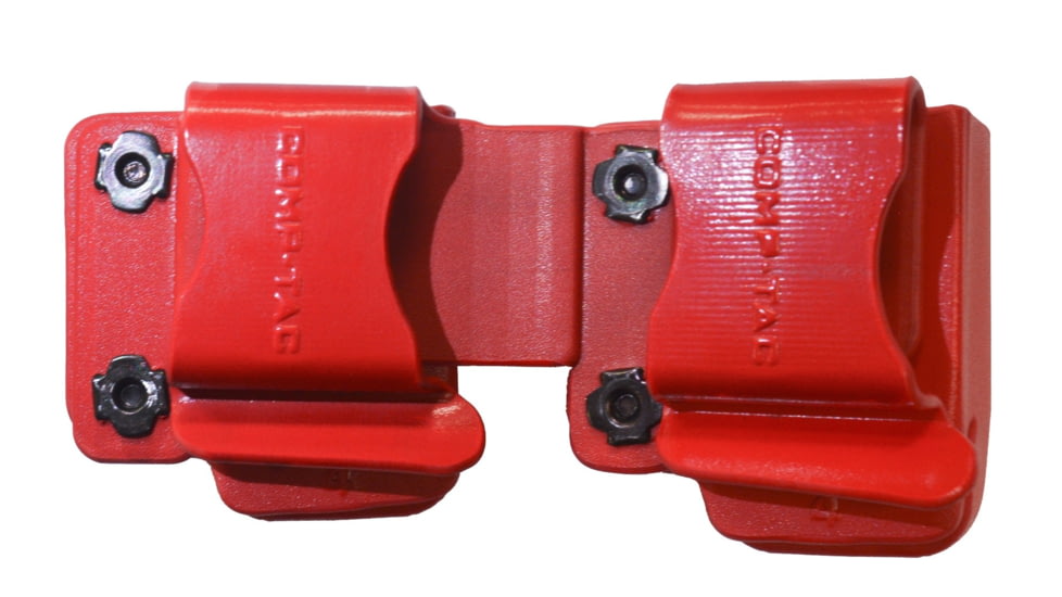 Comp-Tac Twin Magazine Pouch W/ Belt Clip, Size 4 - Glock 9/40 Double Stack, .45 GAP, Left Hand, Kydex Red, C62304000LRDN
