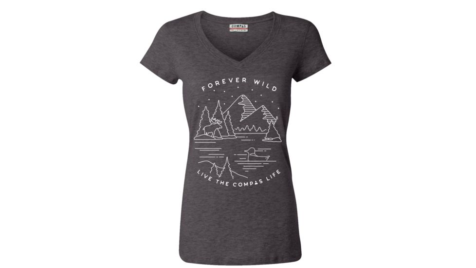 Compas Life Forever Wild V-Neck - Womens, Navy Heather, Small, CFA17SS004-S-CHR