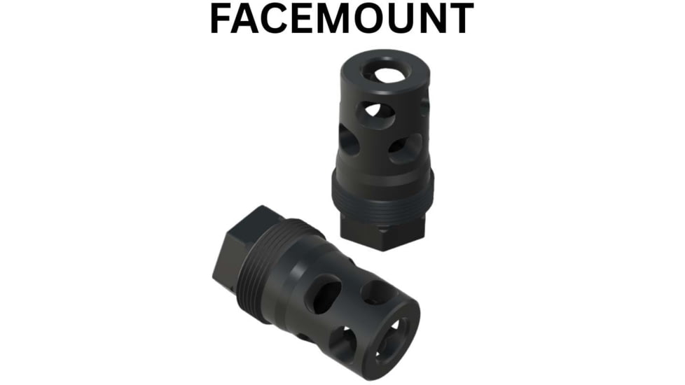 Comstock Armory Facemount Compact Muzzle Brake, 9mm Luger, 1/2x28, Black, MBC129FM