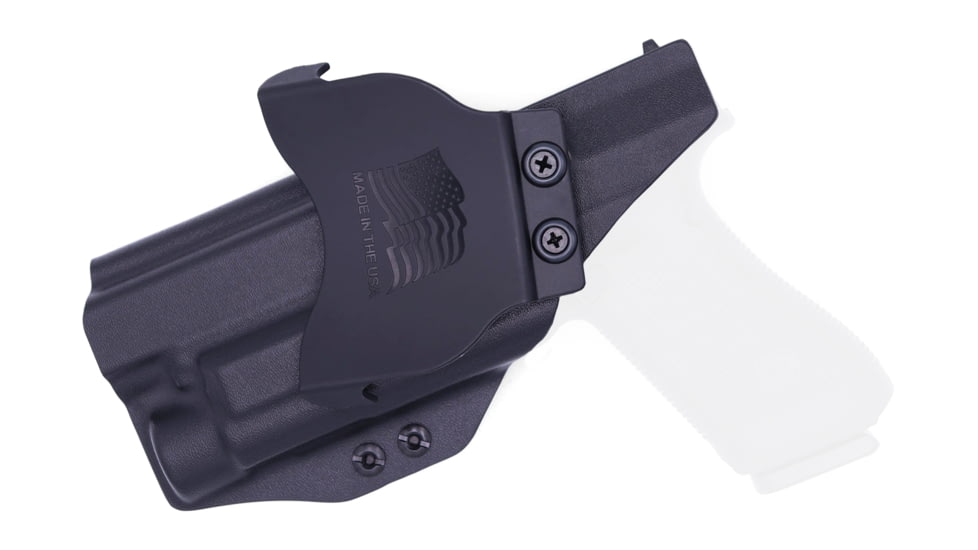 Rounded OWB KYDEX Paddle Holster, Glock 17 19 19X 22 23 31 32 34 35 45 Gen 1-5 w/TLR-1, RH, Black, GLK-1917TLR1-BK-RH-OWBPDL