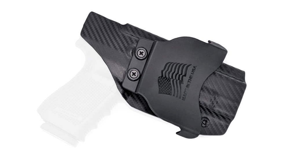 Rounded OWB KYDEX Paddle Holster, Glock 19/19X/23/32/45 Gen 1-5, Left Hand, Carbon Fiber, GLK-192332-CF-LH-OWBPDL