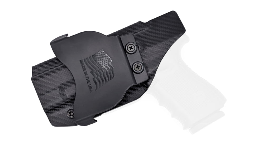 Rounded OWB KYDEX Paddle Holster, Glock 19/19X/23/32/45 Gen 1-5, Right Hand, Carbon Fiber, GLK-192332-CF-RH-OWBPDL