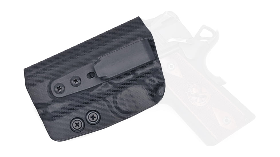 Rounded Tuckable IWB KYDEX Holster, 1911 3.5in Officer Model, Non-Rail, Non-Sig, Left Hand, Carbon Fiber Black, CEX-191135NR-CF-LH-TUCK