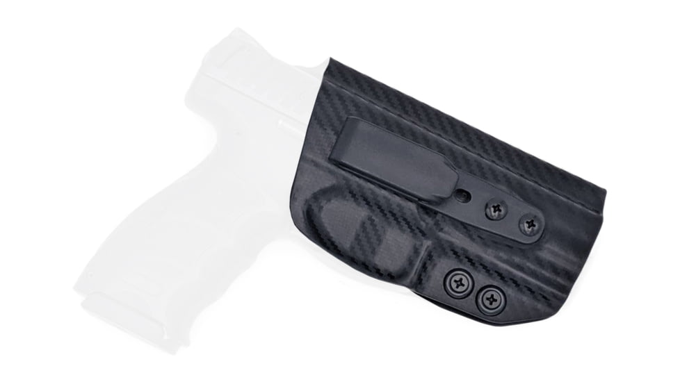 Rounded Tuckable IWB KYDEX Holster, Heckler &amp; Koch VP9, Right Hand, Carbon Fiber, HKH-VP9-CF-RH-TUCK