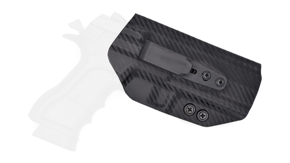 Rounded Tuckable IWB KYDEX Holster, IWI Jericho 941 PL9 Full Size Polymer Frame, Ambidextrous, Carbon Fiber Black, JRO-941POLYFS-CF-TUCK