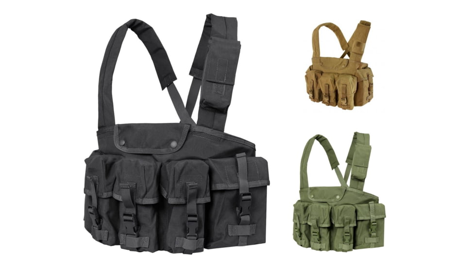 Condor 7 Pocket Chest Rig, Black, Coyote Brown, Olive Drab