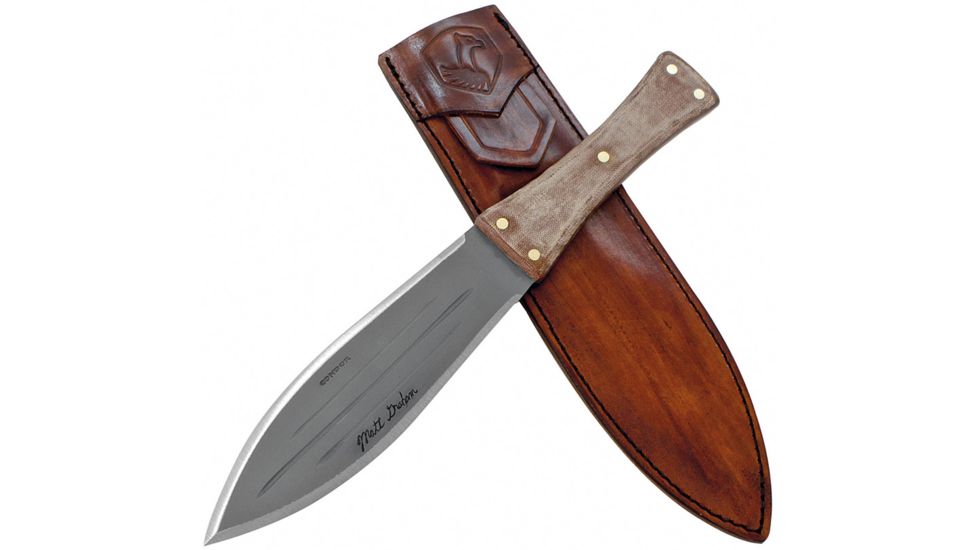 Condor Tool and Knife African Bush Knife Fixed Blade Knife, 7in, 1075HC Steel, Spear Point, Satin, Natural, Canvas Micarta Handle, CTK2807-7.3