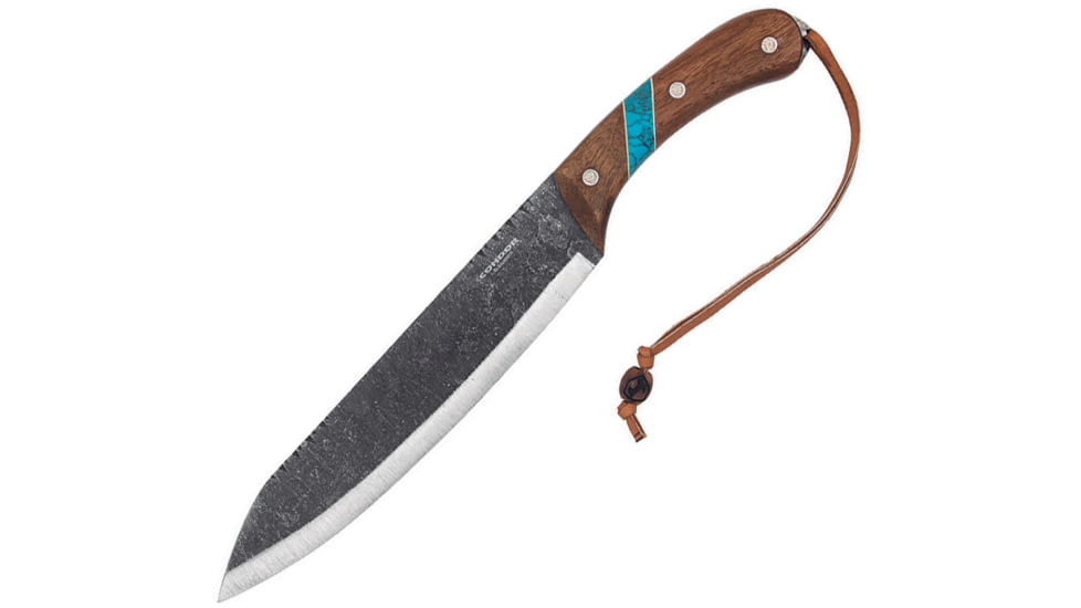 Condor Blue River Machete Knife, 10 Condor classic finish 1075HC steel blade, Walnut and reconstituted turquoise handle, CTK2827-10HC